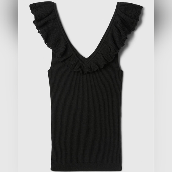 GAP Factory Women's Sleeveless Ruffle Edge Sweater Tank Top Sz XXL BLK - Picture 8 of 13